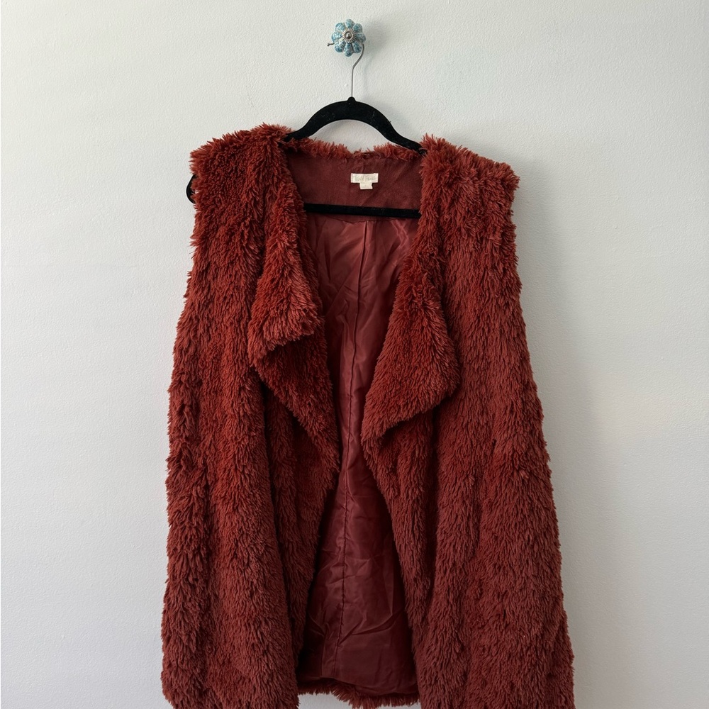 Women's Rust Faux Fur Vest